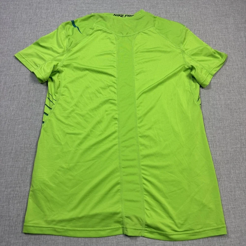 Nike Pro Performance Shirt Mens M Green Short Sleeve Dri-FIT Gym Activewear